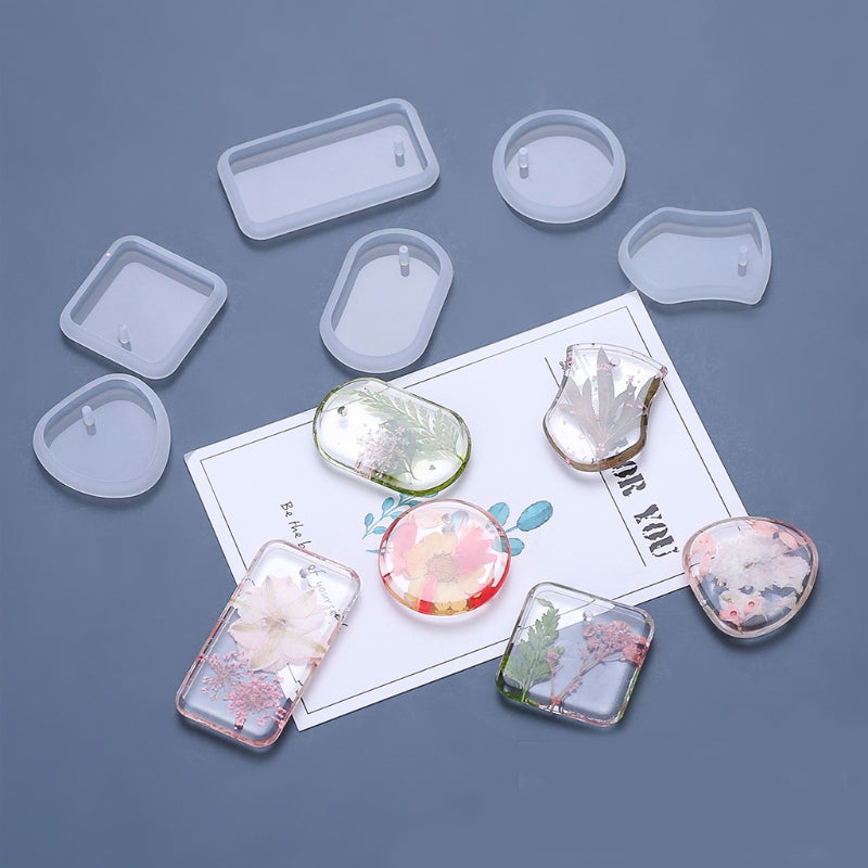 Hanging Listed Resin Mold Geometric Shape Irregular Rectangular Circle Pendant Silicone Mould DIY Crafts Jewelry Mold