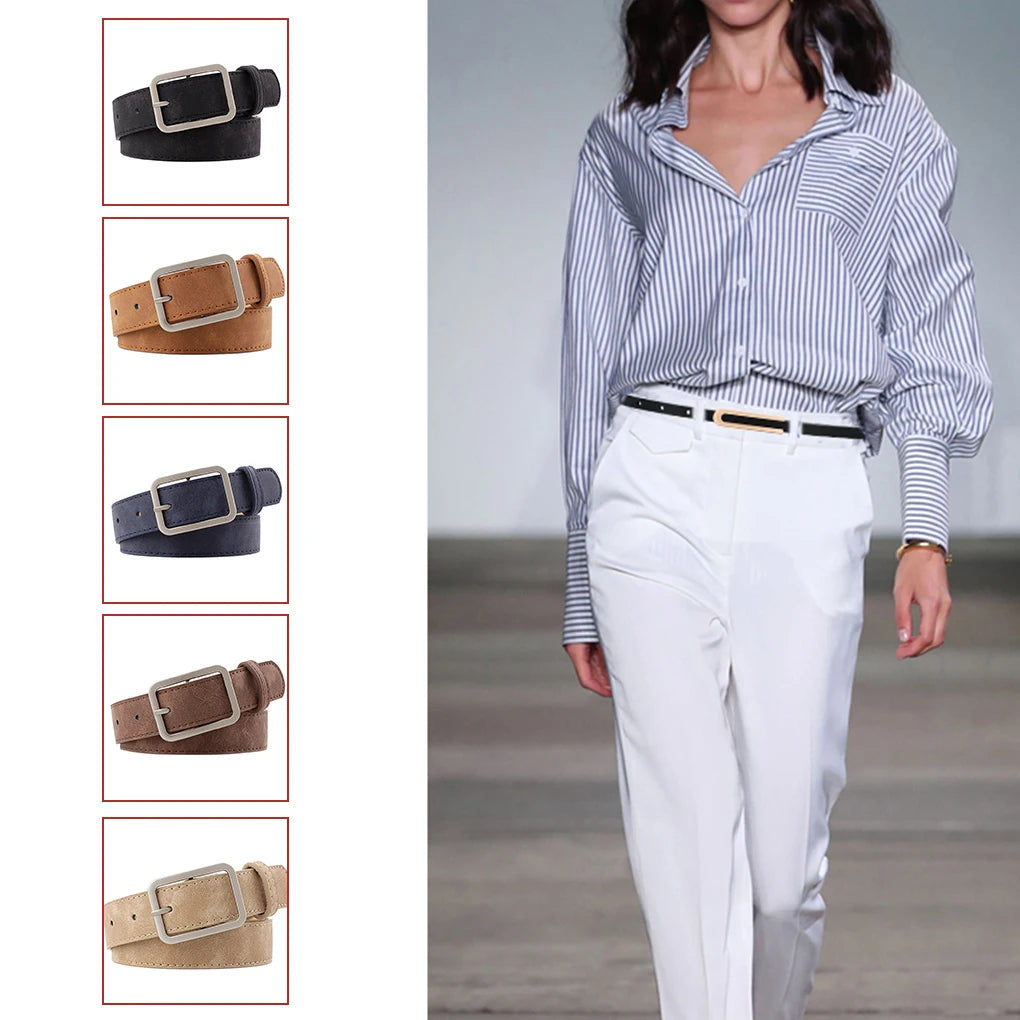 2025 105cm Leather Waist Strap Belt Black Brown high quality Women Square Metal Buckle belts Ladies Female Belts for Jeans