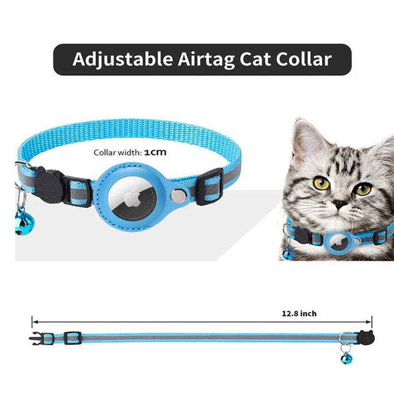 Airtag Reflective Pet GPS Collar with Bell Real-Time Tracker for Dogs Cats Puppy Necklace Outdoor Tracking Pet Supplies