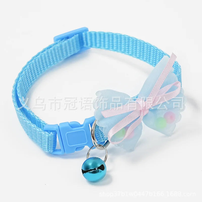 Bubble Bead Bow Pet Dog Collar Cat Sash Small Bell Adjustable 21-33cm Cat Beauty Products Four Seasonal Universal Pet Bow 1PCS