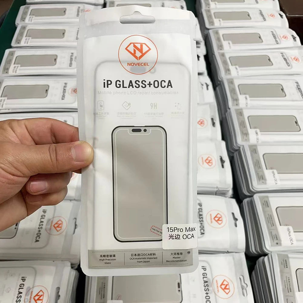 Novecel 10pc New 17Pro max Front Screen Outer Glass+OCA For iPhone 16 11 12 13 14 15 Plus Pro Max LCD External Lens Replacement
