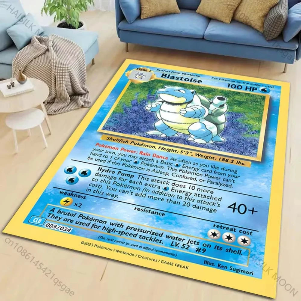 MINISO Pokemon Card Pikachu Charizard Print Playful Rug Vibrant Gaming Mat for Living Room Bedroom Sofa Area Home Decor Doormat