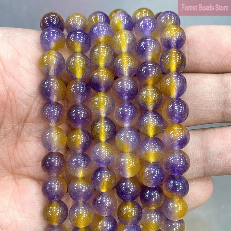 Smooth Yellow Chalcedony Natural Stone Round Beads for Jewelry Making Diy Bracelet Necklace Ear Studs 15" Strand 6 8 10 12MM