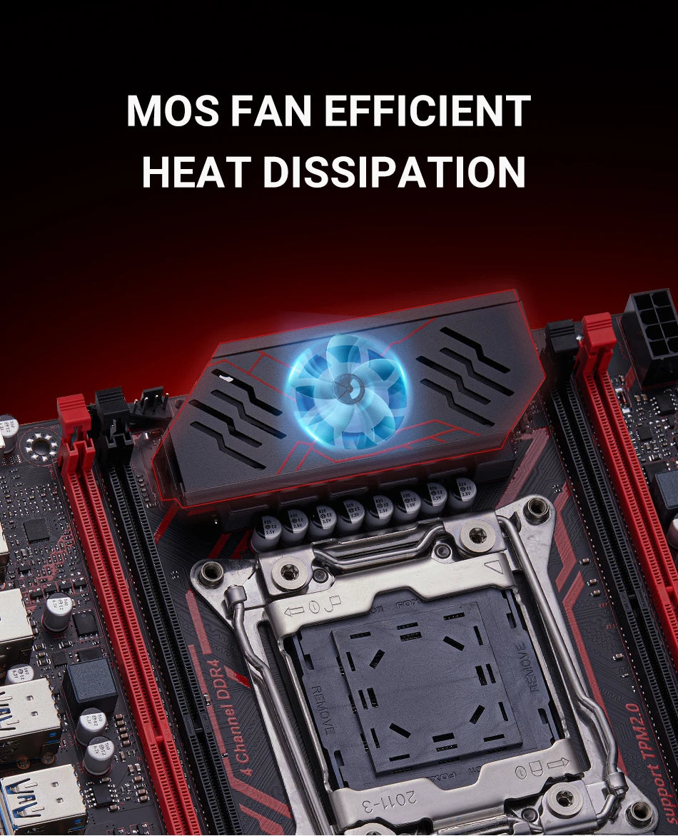 QIYIDA X99 motherboard TPM 2.0Interface LGA 2011 3 with NVME NGFF M.2 Support 4 channels X99 C612chip DDR4 Memory SATA3.0 USB3.0