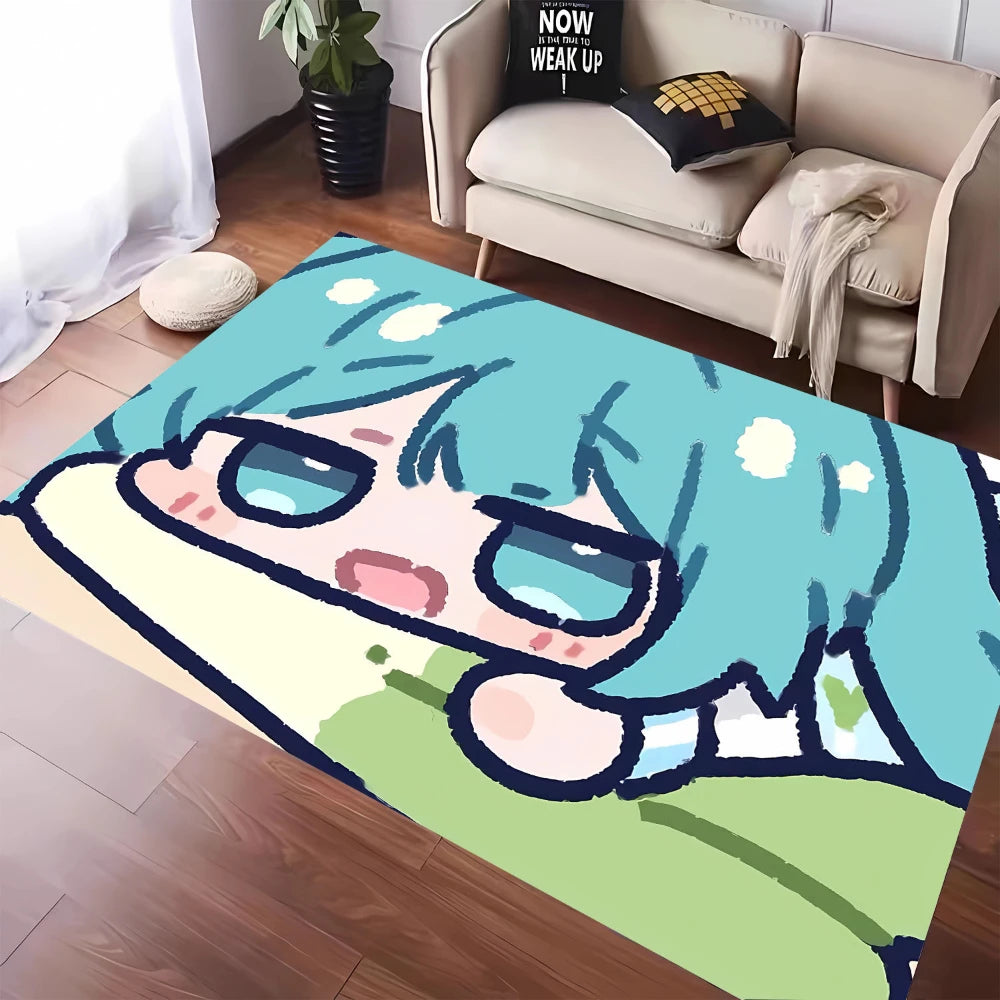 MINISO Cute H-Hatsune M-Miku Tatami Mat Carpet for Balcony Bedside Play Area NonSlip Washable Rug Otaku Home Decor Leisure Rug