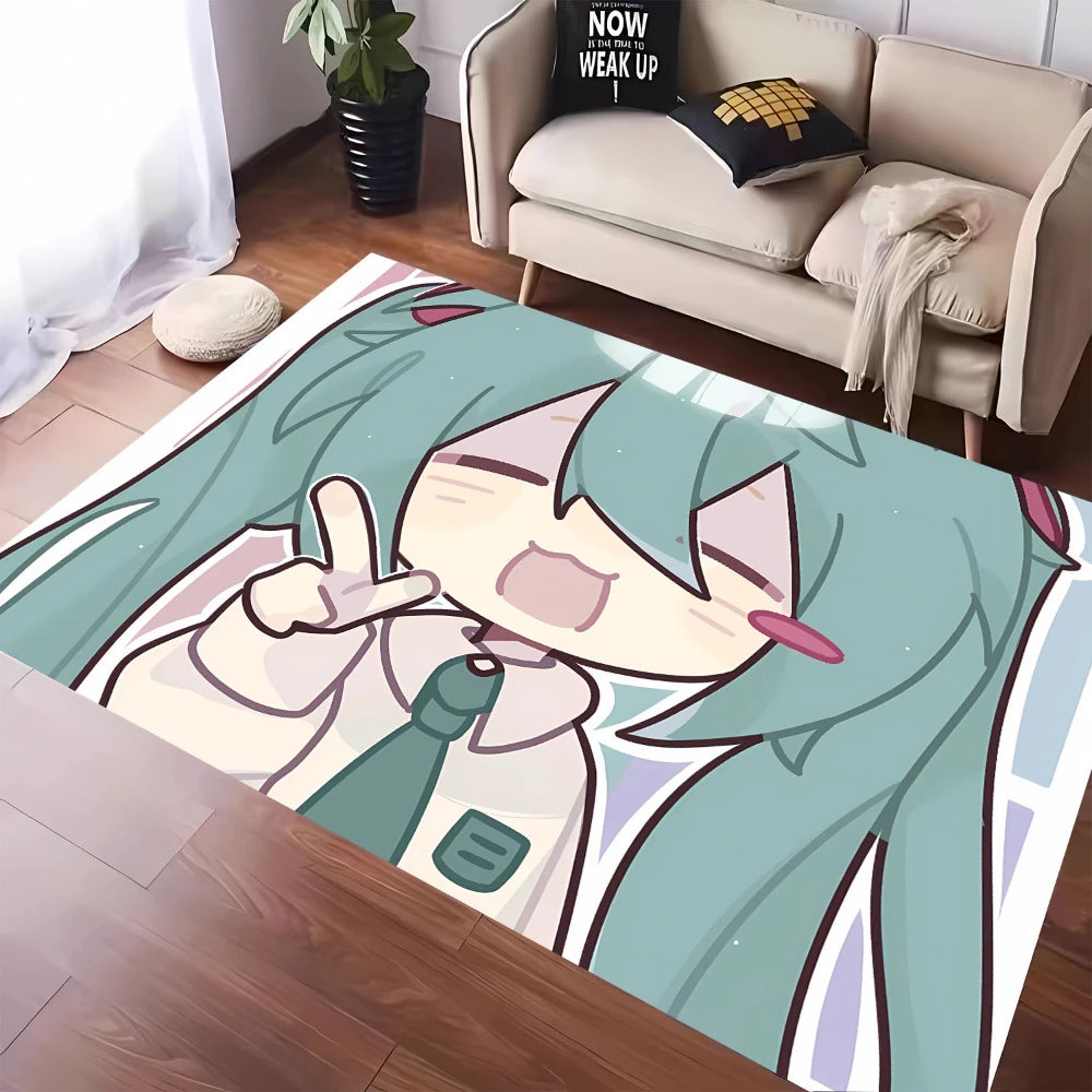 MINISO Cute H-Hatsune M-Miku Tatami Mat Carpet for Balcony Bedside Play Area NonSlip Washable Rug Otaku Home Decor Leisure Rug