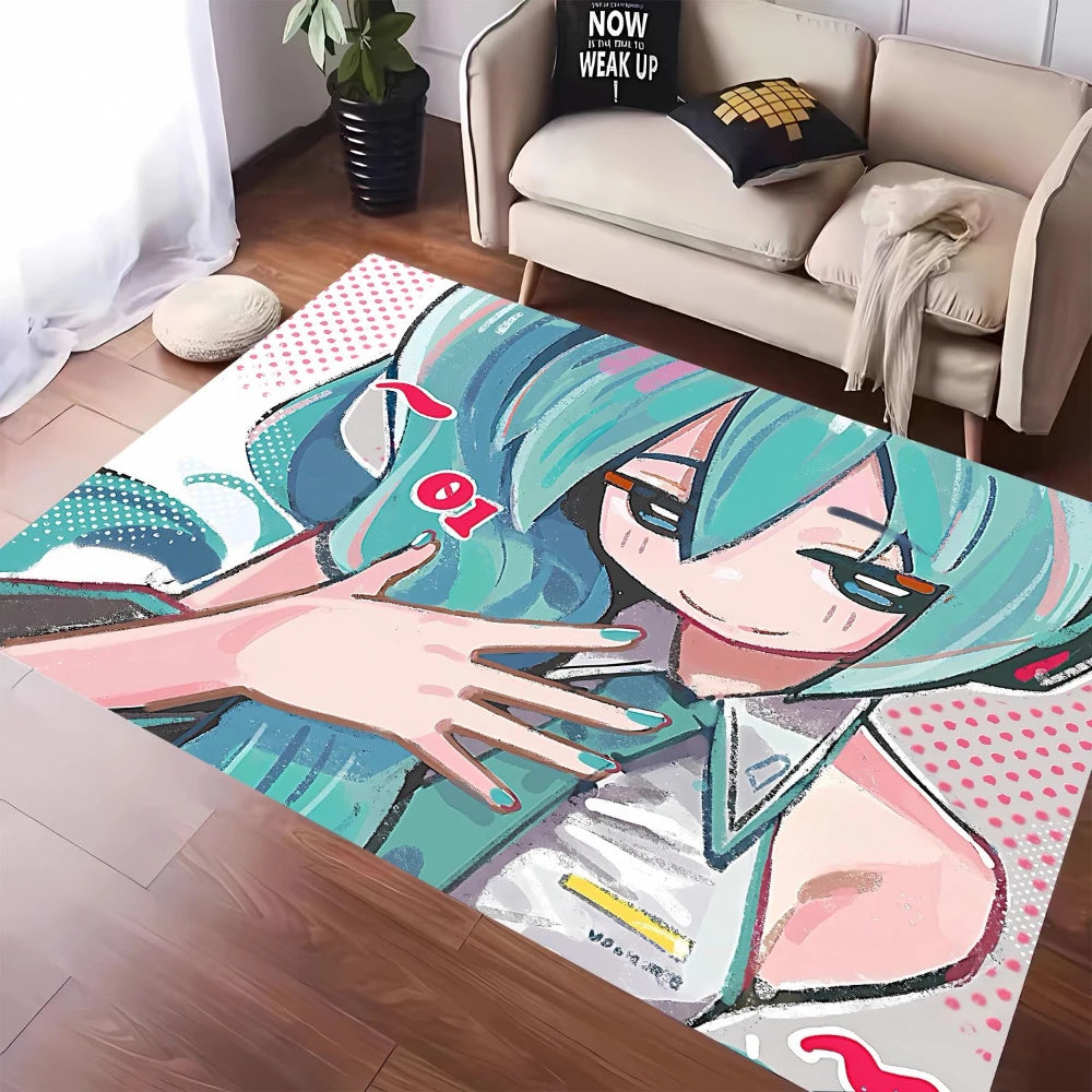 MINISO Cute H-Hatsune M-Miku Tatami Mat Carpet for Balcony Bedside Play Area NonSlip Washable Rug Otaku Home Decor Leisure Rug