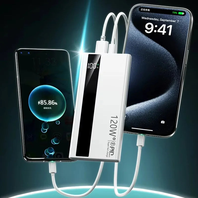 VIVO 500000mAh Large Capacity Power Bank 120W Super Fast Charging Power Bank Portable Battery Charger Digital Display Power Bank