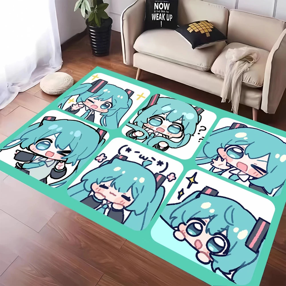 MINISO Cute H-Hatsune M-Miku Tatami Mat Carpet for Balcony Bedside Play Area NonSlip Washable Rug Otaku Home Decor Leisure Rug