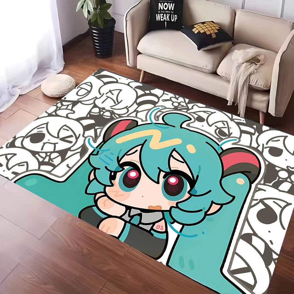 MINISO Cute H-Hatsune M-Miku Tatami Mat Carpet for Balcony Bedside Play Area NonSlip Washable Rug Otaku Home Decor Leisure Rug