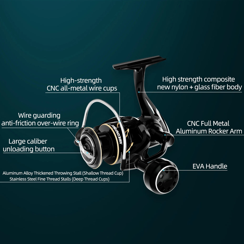 Spinning Fishing Reel for Freshwater Saltwater Fishing  Anti-Reverse with ultra smooth Max Drag 17.6LBS CNC Aluminum Spool 5.2:1