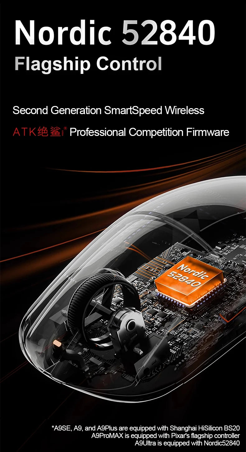 ATK Dragonfly A9 Ultra Wireless E-sports Gaming Mouse Ultra-lightweight Tri-mode Dual 8K Ergonomic Mice A9 Plus PAW3395/3950