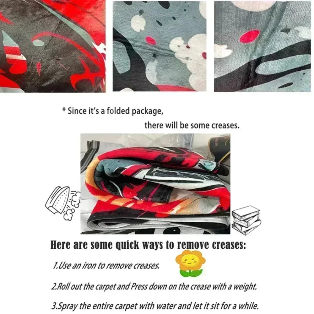 New MINISO Pokemon Pikachu Gengar Print Round Rugs Room Floor Mats Non-Slip Living Room Rugs Washable Carpet for Home Decor Mat