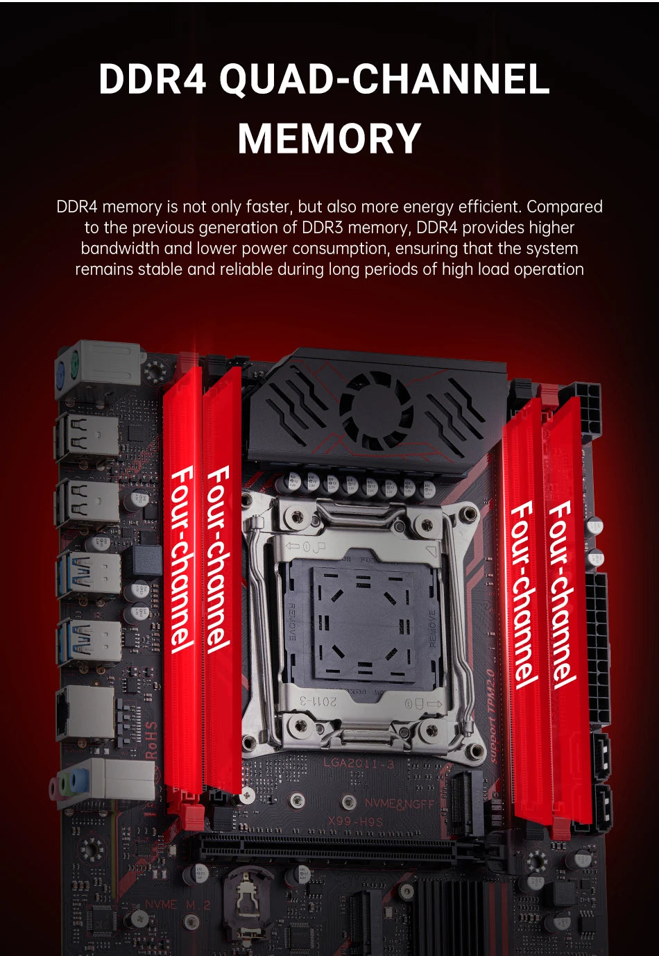 QIYIDA X99 motherboard TPM 2.0Interface LGA 2011 3 with NVME NGFF M.2 Support 4 channels X99 C612chip DDR4 Memory SATA3.0 USB3.0