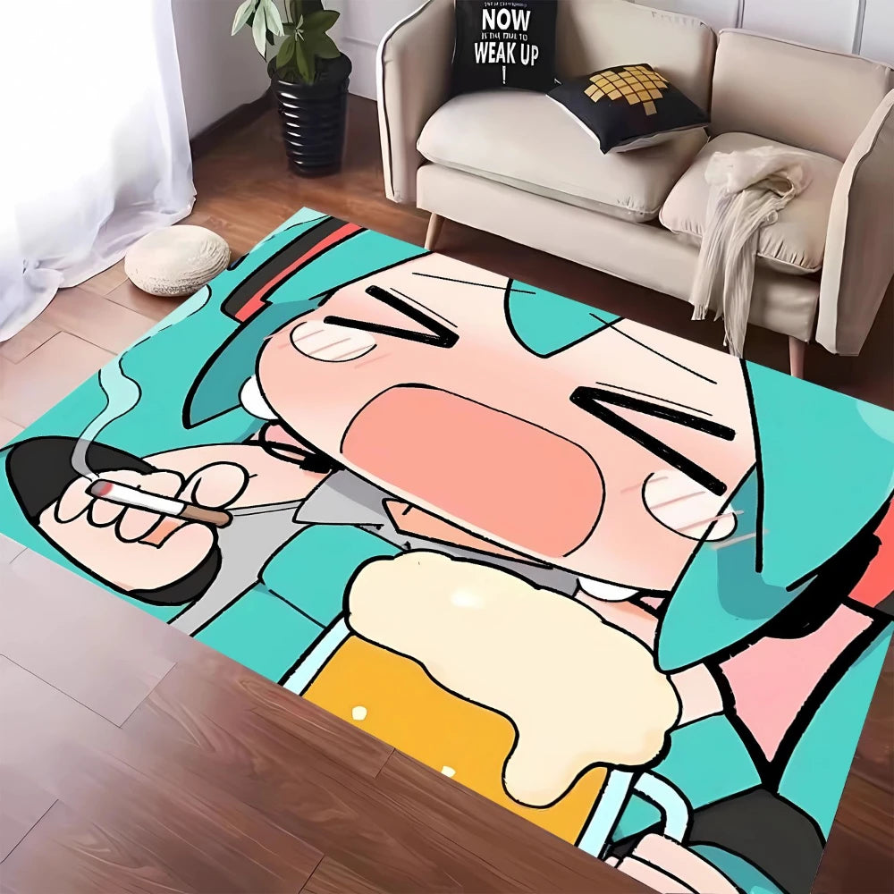 MINISO Cute H-Hatsune M-Miku Tatami Mat Carpet for Balcony Bedside Play Area NonSlip Washable Rug Otaku Home Decor Leisure Rug