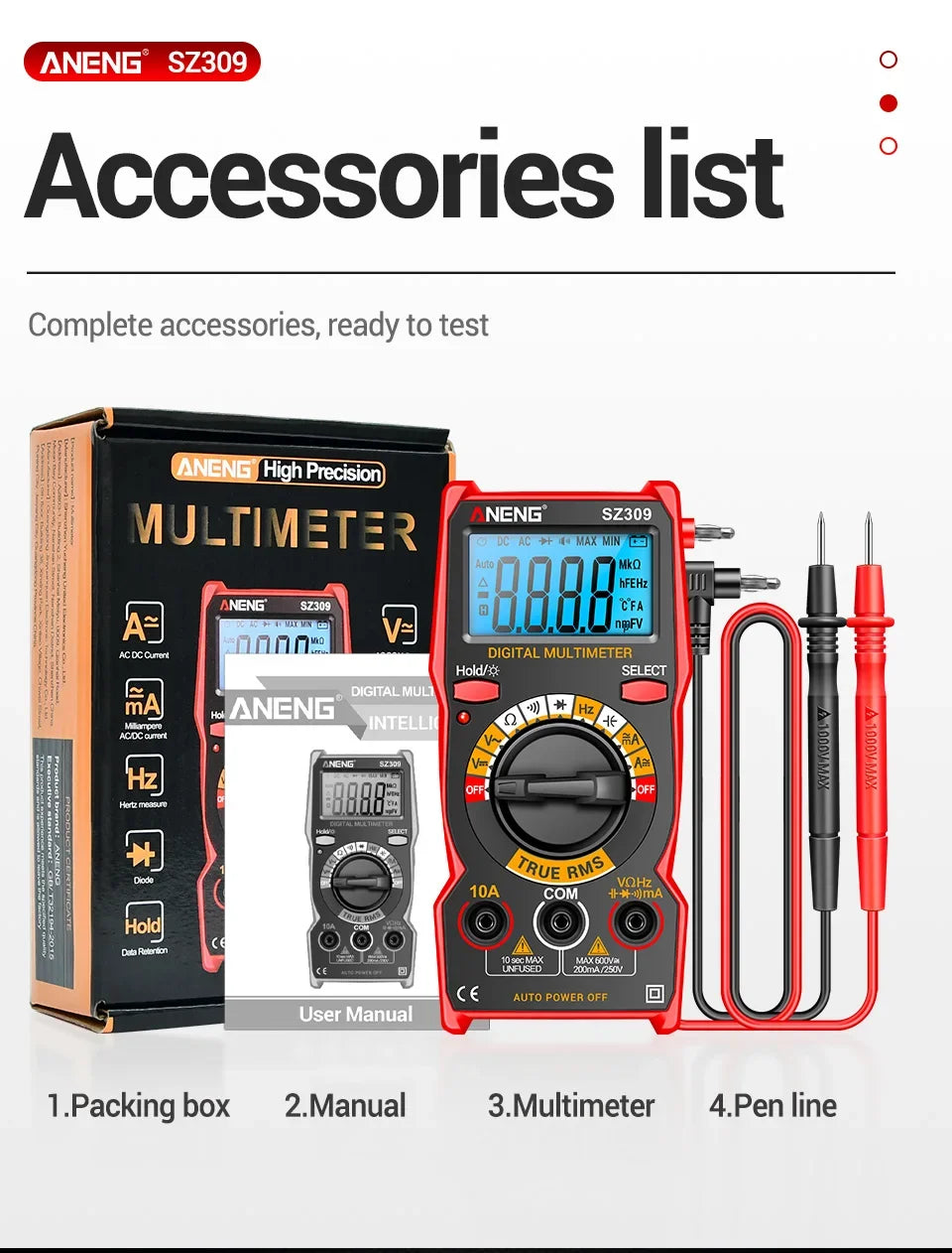 ANENG SZ309 Multimeter 1999 Count Professional High Precision Digital Multimetro Easy To Cary Small Size AC/DC Voltage Meter