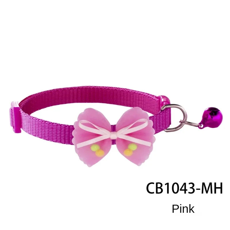 Bubble Bead Bow Pet Dog Collar Cat Sash Small Bell Adjustable 21-33cm Cat Beauty Products Four Seasonal Universal Pet Bow 1PCS