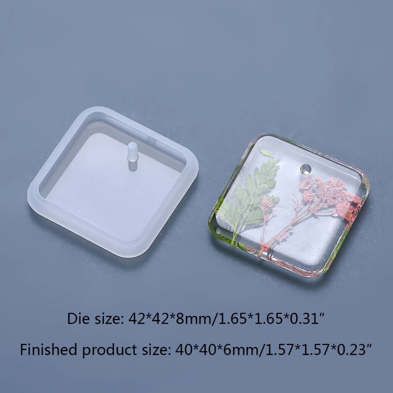 Hanging Listed Resin Mold Geometric Shape Irregular Rectangular Circle Pendant Silicone Mould DIY Crafts Jewelry Mold