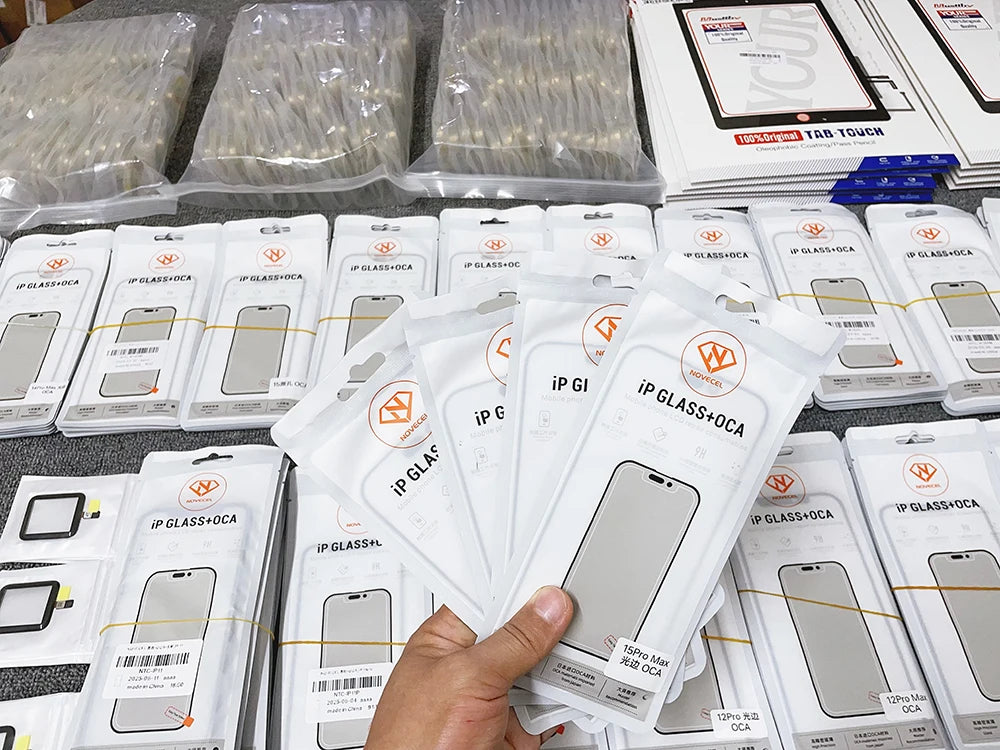 Novecel 10pc New 17Pro max Front Screen Outer Glass+OCA For iPhone 16 11 12 13 14 15 Plus Pro Max LCD External Lens Replacement