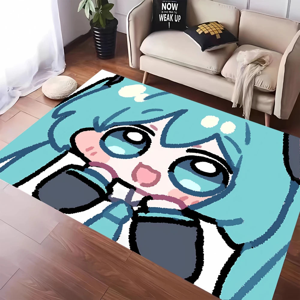 MINISO Cute H-Hatsune M-Miku Tatami Mat Carpet for Balcony Bedside Play Area NonSlip Washable Rug Otaku Home Decor Leisure Rug