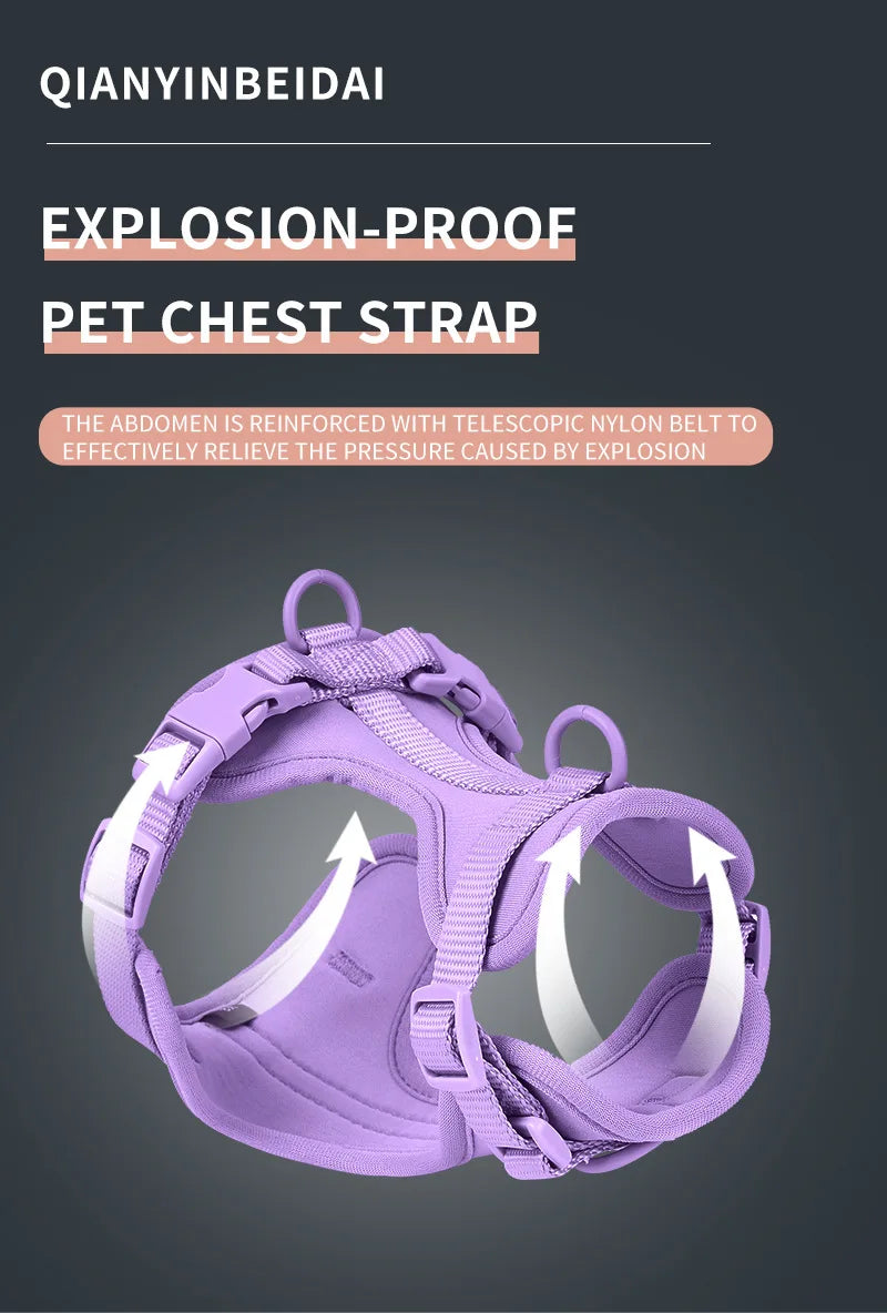 Cat Dog Harness Vest Chest Rope Set Reflective Breathable Adjustable Pet Harness for Small Medium Dogs Outdoor Walking