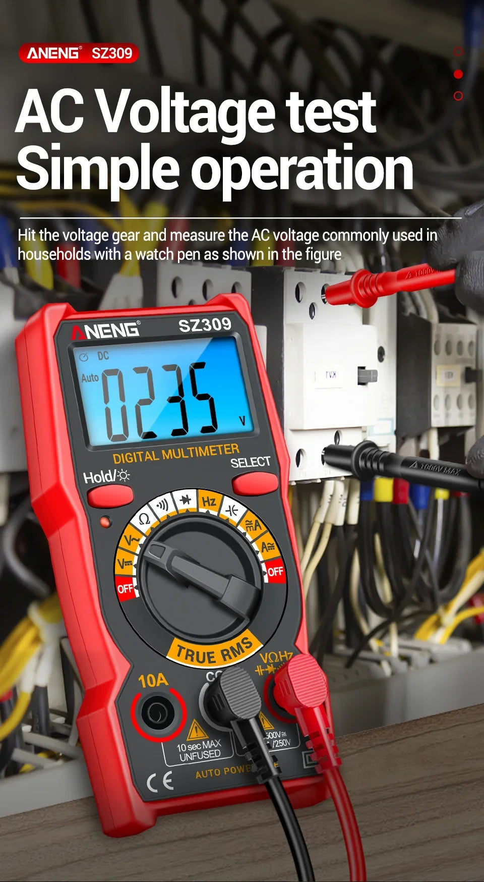 ANENG SZ309 Multimeter 1999 Count Professional High Precision Digital Multimetro Easy To Cary Small Size AC/DC Voltage Meter