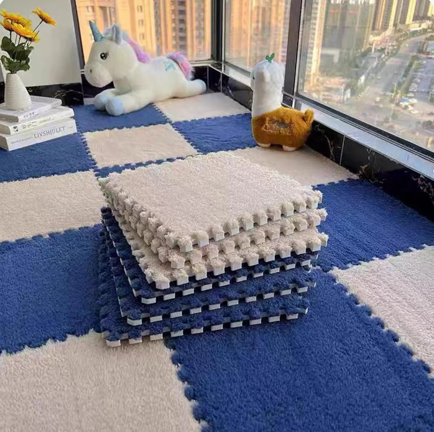 30*30CM Soft Plush Kids Carpet Baby Play Mat 10PCS Puzzle Carpet Warm Playmat Interlocking Exercise Tiles Foam Children's Mat