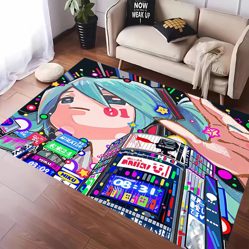 MINISO Cute H-Hatsune M-Miku Tatami Mat Carpet for Balcony Bedside Play Area NonSlip Washable Rug Otaku Home Decor Leisure Rug
