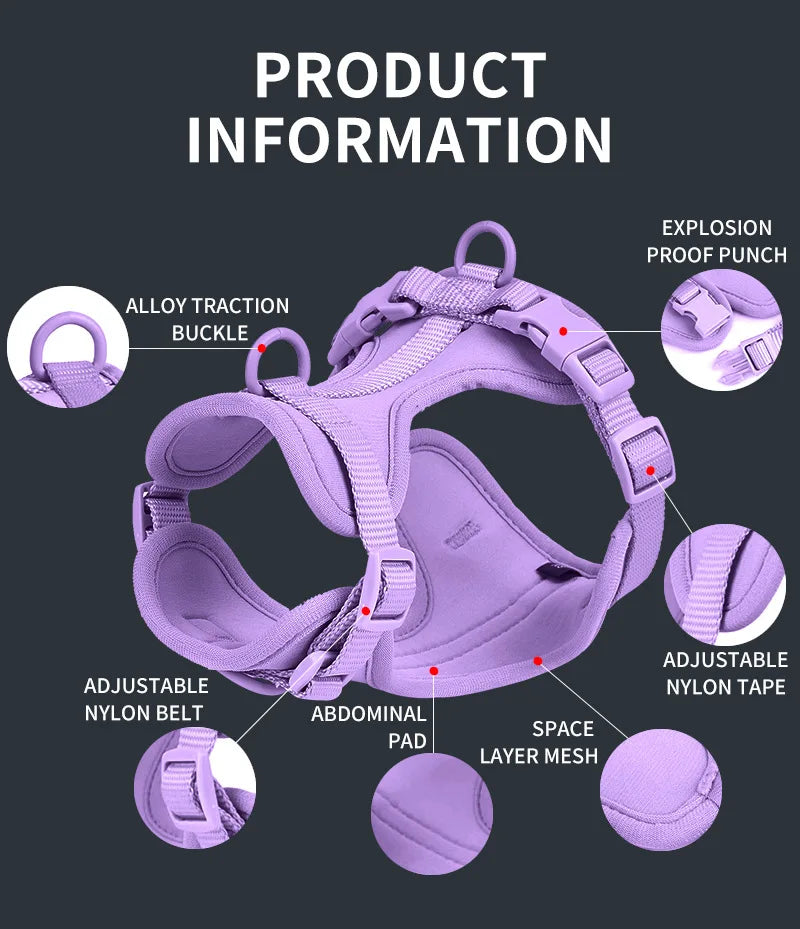 Cat Dog Harness Vest Chest Rope Set Reflective Breathable Adjustable Pet Harness for Small Medium Dogs Outdoor Walking