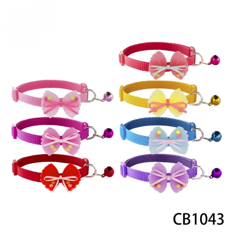 Bubble Bead Bow Pet Dog Collar Cat Sash Small Bell Adjustable 21-33cm Cat Beauty Products Four Seasonal Universal Pet Bow 1PCS