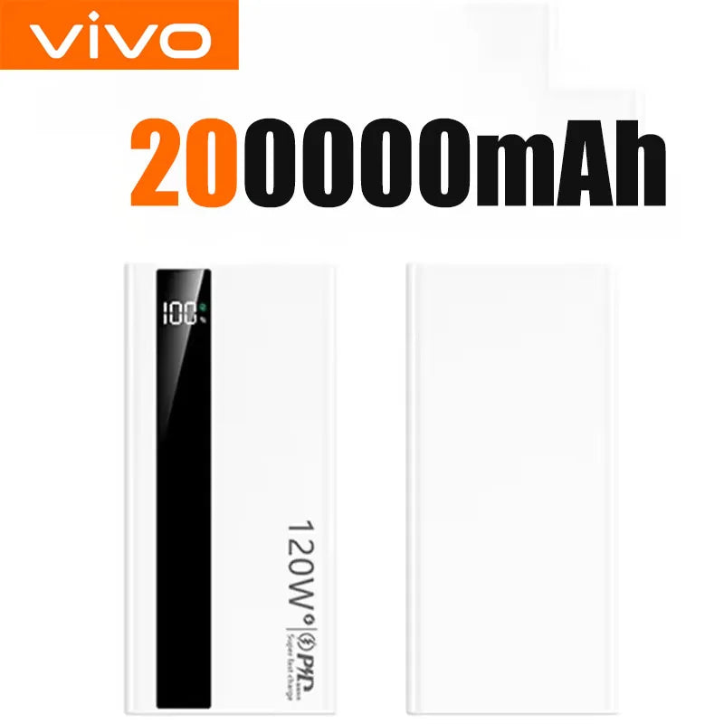 VIVO 500000mAh Large Capacity Power Bank 120W Super Fast Charging Power Bank Portable Battery Charger Digital Display Power Bank