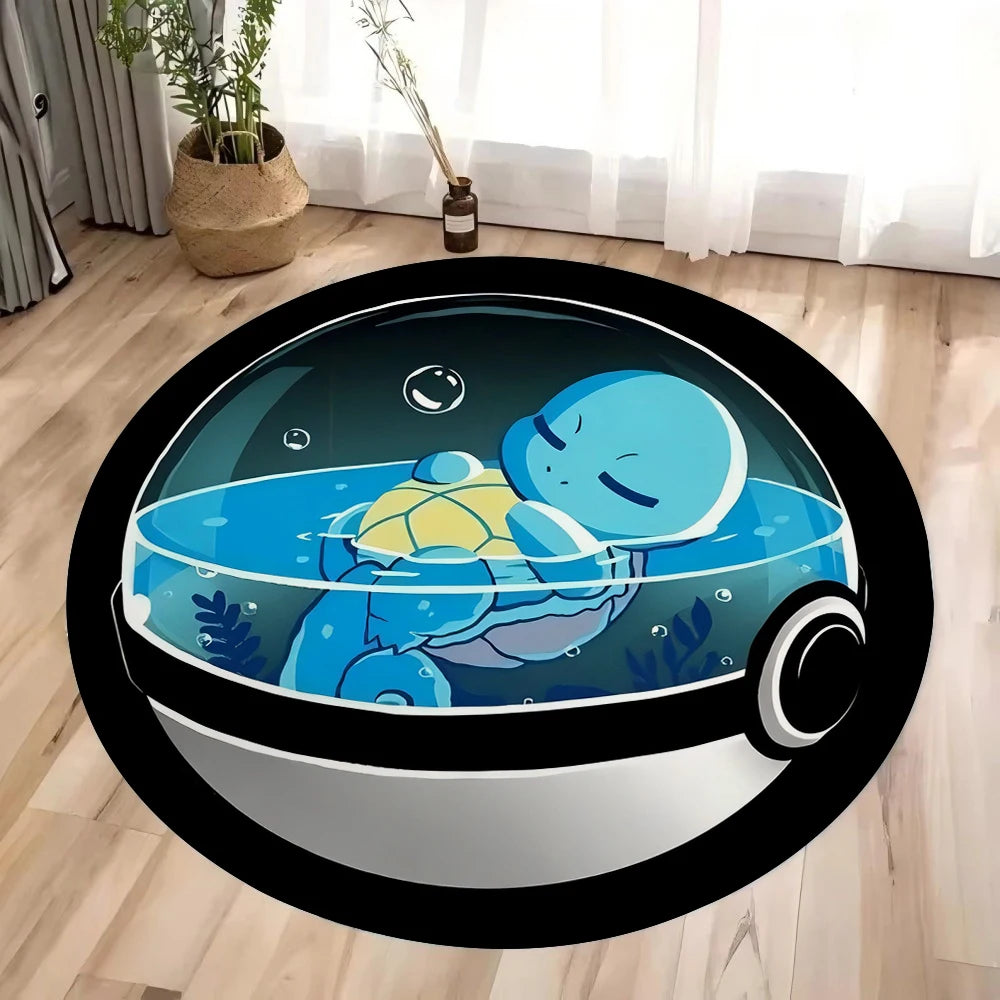 New MINISO Pokemon Pikachu Gengar Print Round Rugs Room Floor Mats Non-Slip Living Room Rugs Washable Carpet for Home Decor Mat