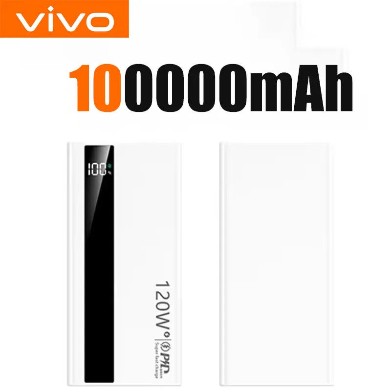 VIVO 500000mAh Large Capacity Power Bank 120W Super Fast Charging Power Bank Portable Battery Charger Digital Display Power Bank