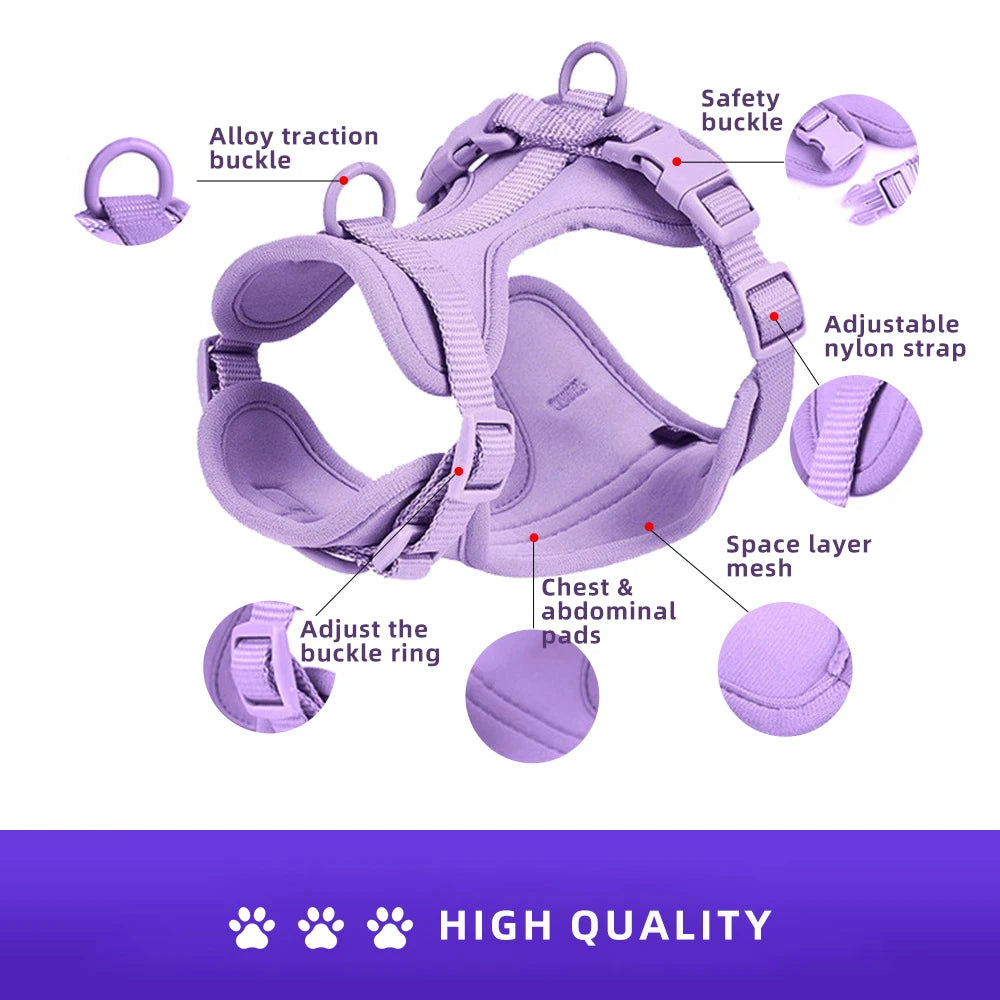 Cat Dog Harness Vest Chest Rope Set Reflective Breathable Adjustable Pet Harness for Small Medium Dogs Outdoor Walking