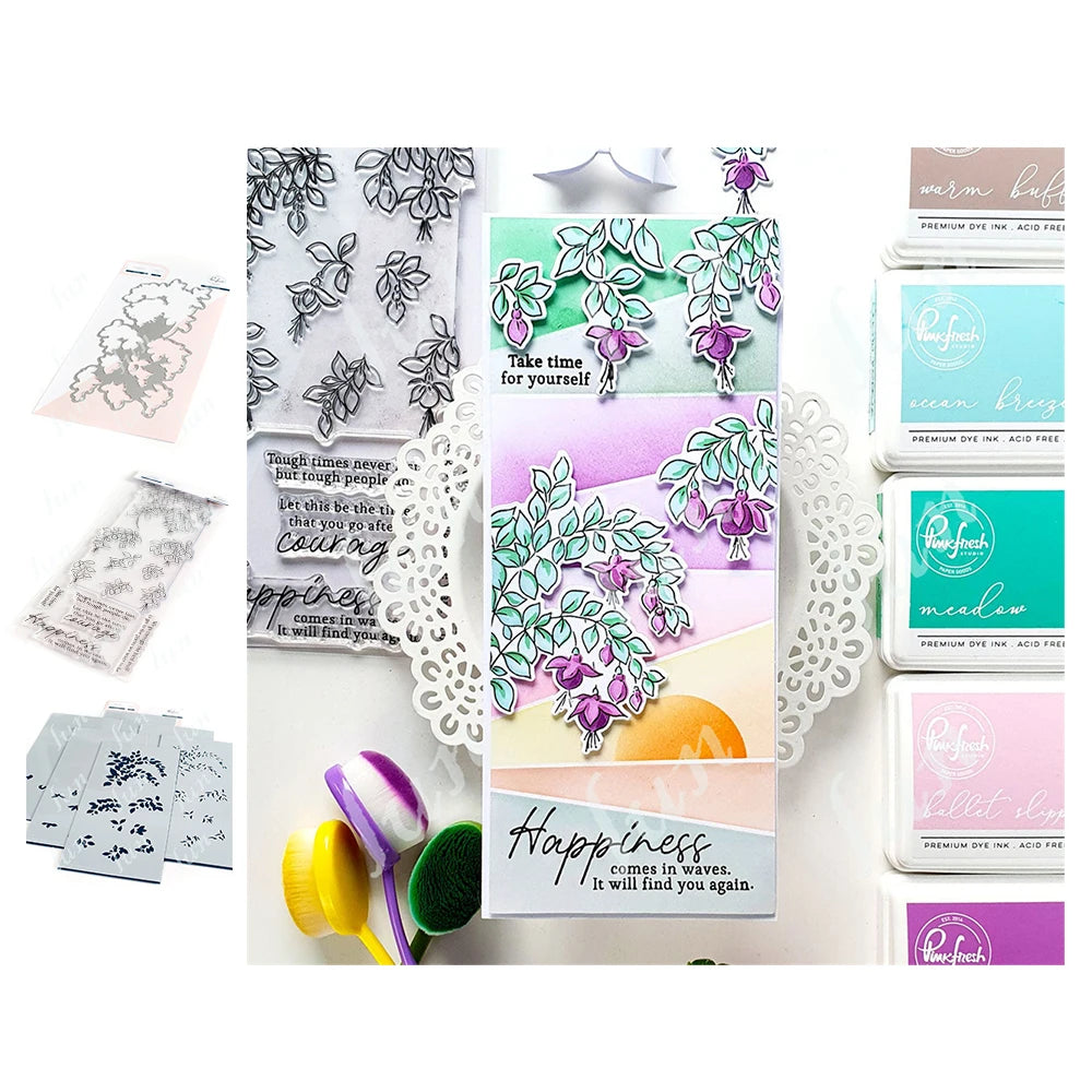 Diy Spring Botanicals Floral Print Chain Grid Coverplate Hot Foil Metal Dies stamps Butterflies Stencils Paper Card Drawing mold