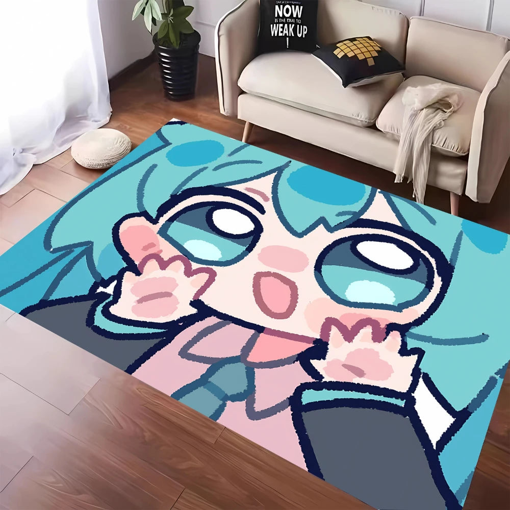 MINISO Cute H-Hatsune M-Miku Tatami Mat Carpet for Balcony Bedside Play Area NonSlip Washable Rug Otaku Home Decor Leisure Rug