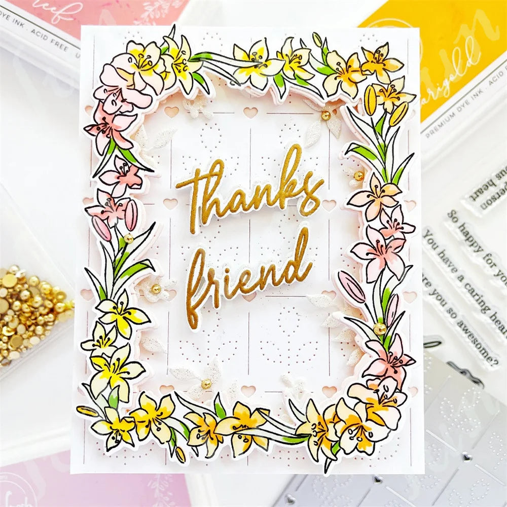 Diy Spring Botanicals Floral Print Chain Grid Coverplate Hot Foil Metal Dies stamps Butterflies Stencils Paper Card Drawing mold