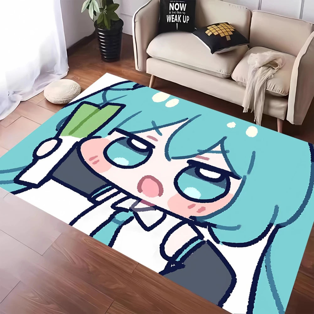 MINISO Cute H-Hatsune M-Miku Tatami Mat Carpet for Balcony Bedside Play Area NonSlip Washable Rug Otaku Home Decor Leisure Rug