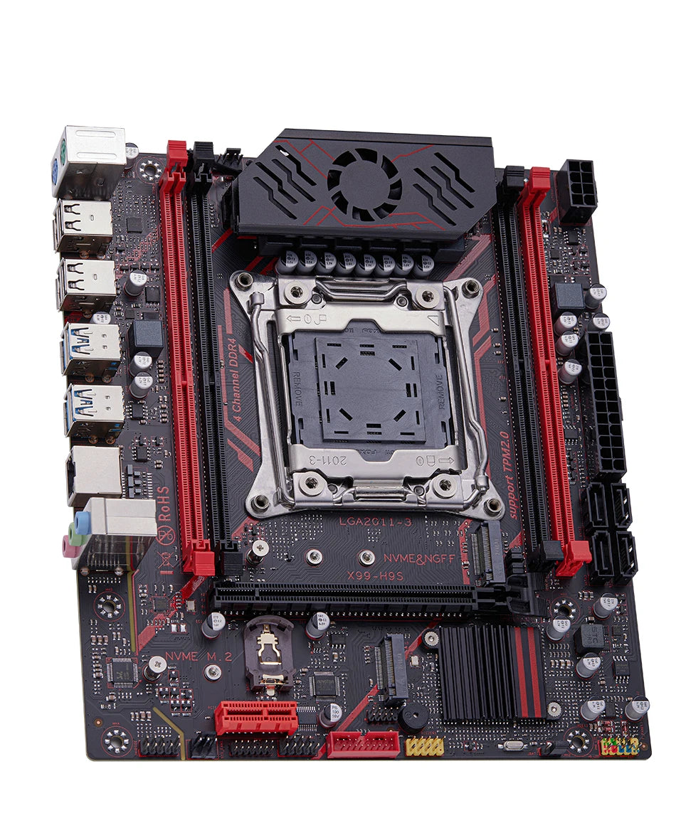 QIYIDA X99 motherboard TPM 2.0Interface LGA 2011 3 with NVME NGFF M.2 Support 4 channels X99 C612chip DDR4 Memory SATA3.0 USB3.0