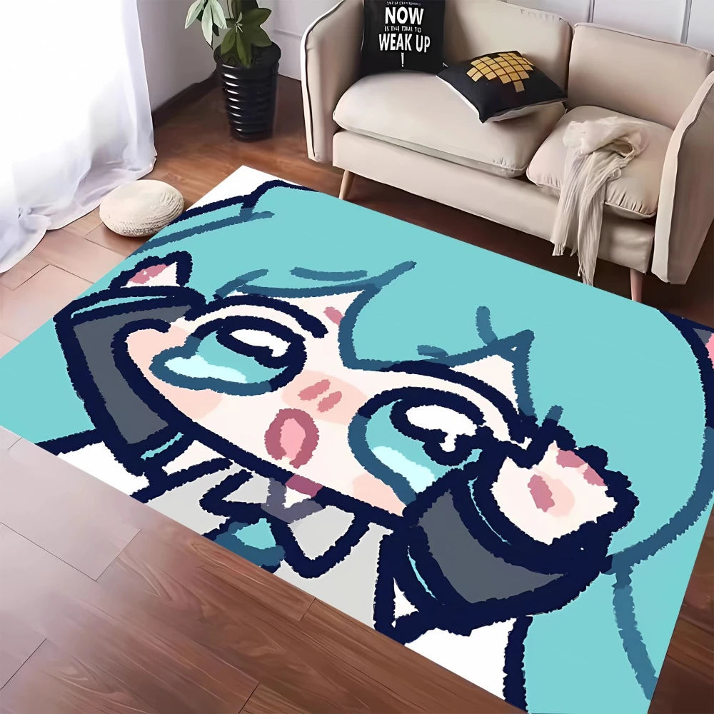 MINISO Cute H-Hatsune M-Miku Tatami Mat Carpet for Balcony Bedside Play Area NonSlip Washable Rug Otaku Home Decor Leisure Rug