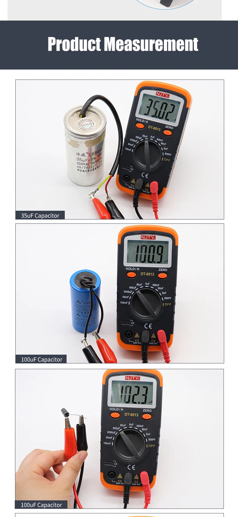 Professional Digital Capacimeter 6000 counts Capacitor Capacity Meter Lcr Tester 100000uF Capacitor High Precision Multimeter