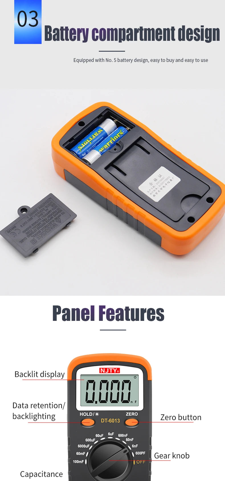 Professional Digital Capacimeter 6000 counts Capacitor Capacity Meter Lcr Tester 100000uF Capacitor High Precision Multimeter