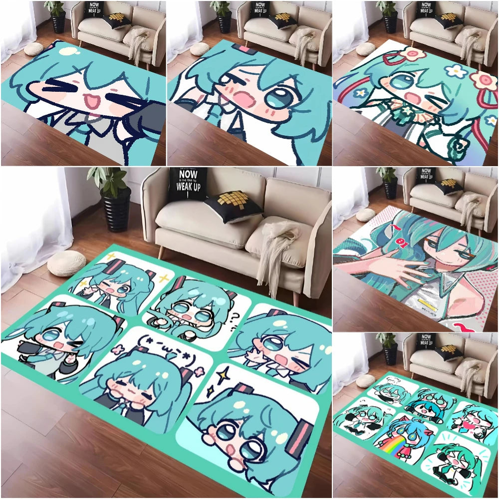 MINISO Cute H-Hatsune M-Miku Tatami Mat Carpet for Balcony Bedside Play Area NonSlip Washable Rug Otaku Home Decor Leisure Rug