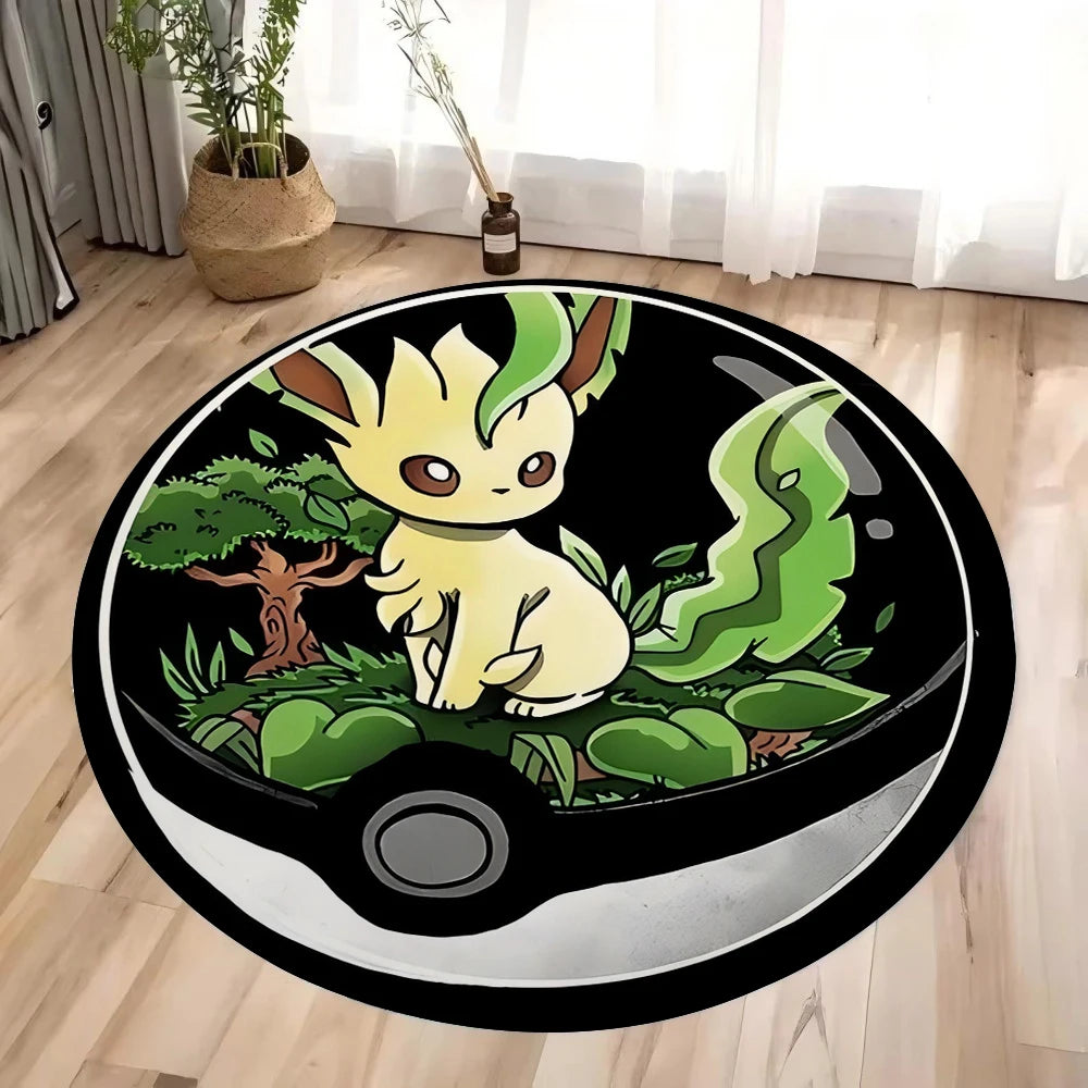 New MINISO Pokemon Pikachu Gengar Print Round Rugs Room Floor Mats Non-Slip Living Room Rugs Washable Carpet for Home Decor Mat