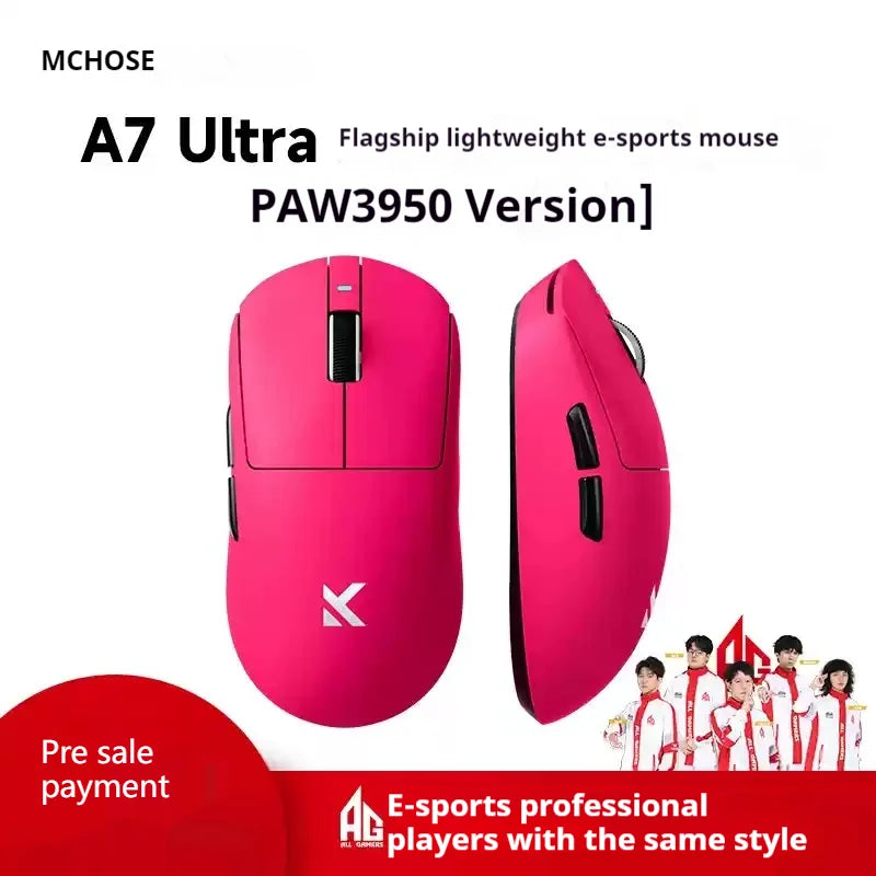 MCHOSE A7 Ultra Mouse Esports GamesThree Modes Pro Wireless Bluetooth PAW3395 Lightweight Laptop Office Mouse Support Ergonomics