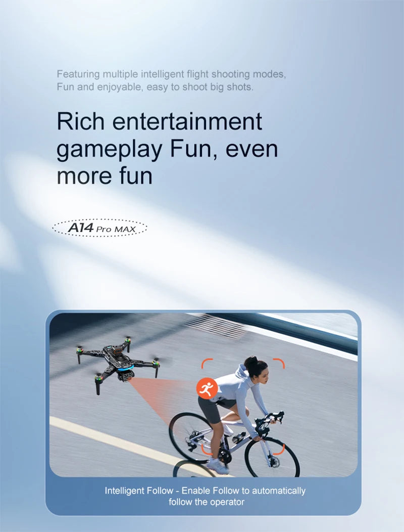 Xiaomi A14Pro Max Drone 8K HD Three Camera GPS Brushless Optical Flow Obstacle Avoidance 4.5-inch large screen UAV RC 20000M