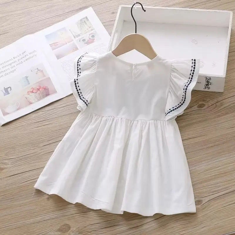 Summer Girls' Short Sleeve Lace Princess Dress Baby KidsVestidos Girl Party Dress Baby Net Yarn Clothes 2025 New 2 3 4 5 6 T