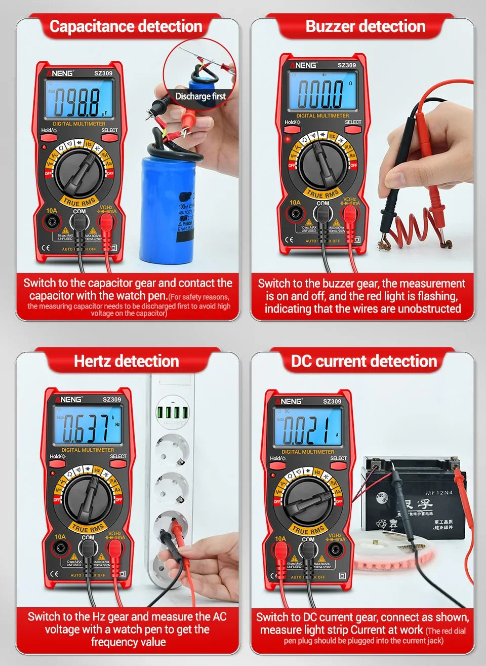 ANENG SZ309 Multimeter 1999 Count Professional High Precision Digital Multimetro Easy To Cary Small Size AC/DC Voltage Meter