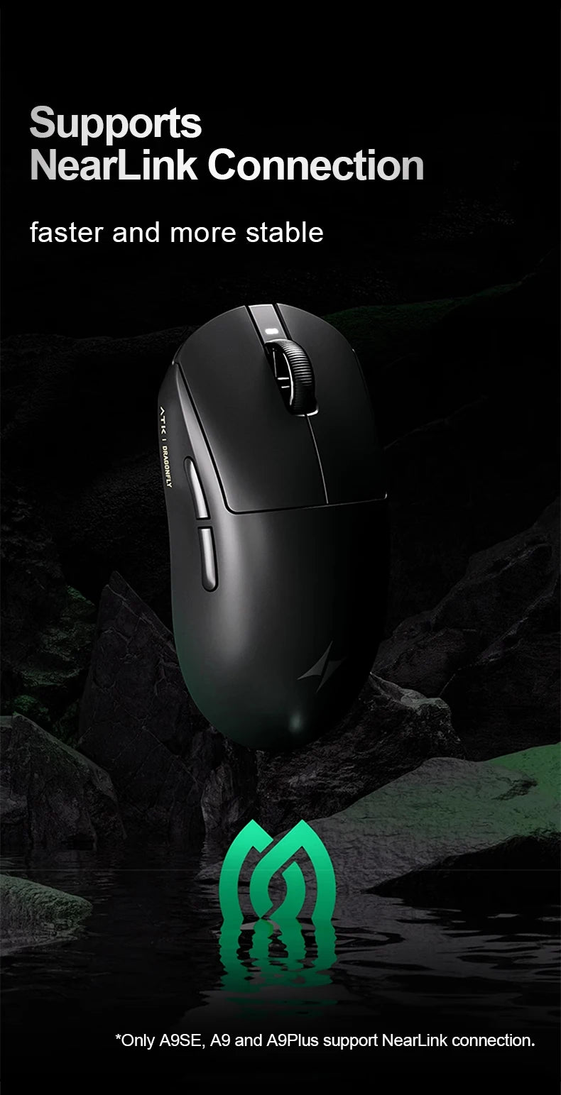 ATK Dragonfly A9 Ultra Wireless E-sports Gaming Mouse Ultra-lightweight Tri-mode Dual 8K Ergonomic Mice A9 Plus PAW3395/3950