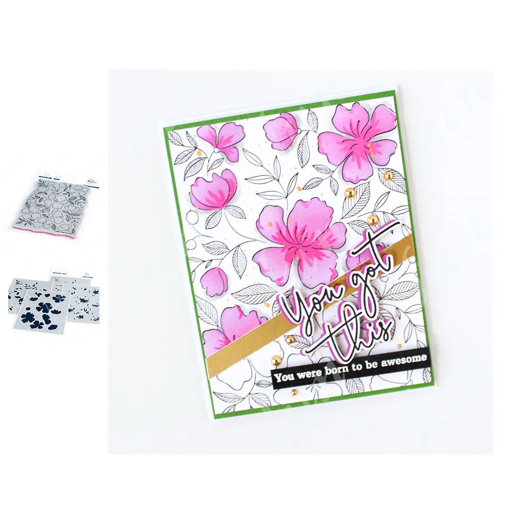 Diy Spring Botanicals Floral Print Chain Grid Coverplate Hot Foil Metal Dies stamps Butterflies Stencils Paper Card Drawing mold